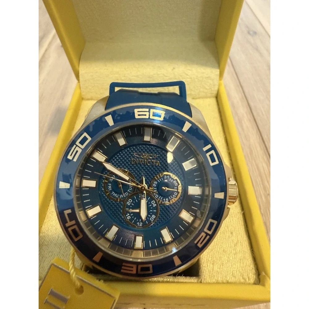 NEW Invicta Men's 50mm PRO DIVER Quartz BLUE DIAL Blue/Silver Tone SS Watch